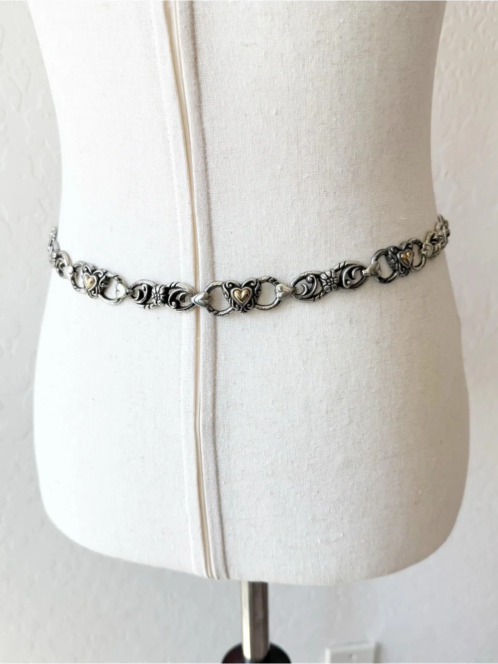 Vintage Brighton Silvertone Heart Belt Metal Chain